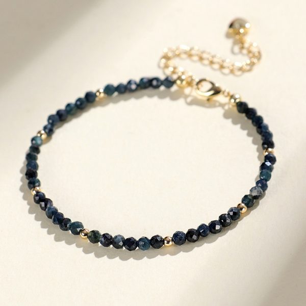 3mm Blue Tourmaline Cut Beaded Bracelet