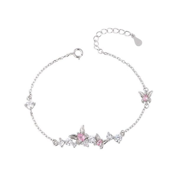 S925 Sterling Silver Sweet Butterfly Bracelet For Women Simple