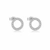 Simple Retro S925 Sterling Silver Rhinestone Zircon Circle Ear Studs
