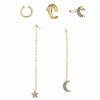 Star And Moon Rhinestone Tassel Earring Set 5 Piece Set