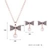 Fashion All-match Luxury Bow Full Diamond Necklace Earrings Jewelry Set
