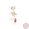 New S925 Sterling Silver Geometric Diamond Stud Earrings Set
