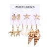 Conch Series Earrings Female Starfish Shell Seaside Beach Style Earrings 6 Pairs Set