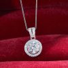 S925 Sterling Silver Moissanite Necklace Women's Light Luxury 1 Karat Round Full Diamond Clavicle Chain