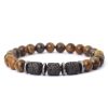 Natural Tiger Eye Volcanic Rock Beaded Bracelet