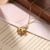 European And American Stainless Steel Hammered Spiral Sun Pendant Necklace