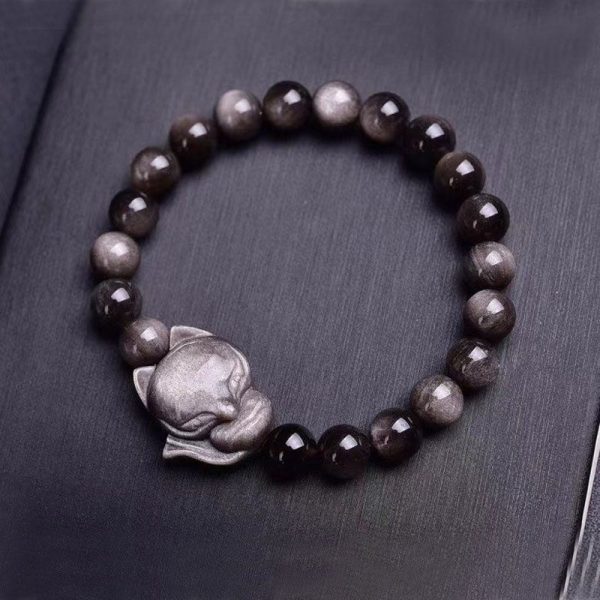 Obsidian Fox Single Ring Bracelet For Women