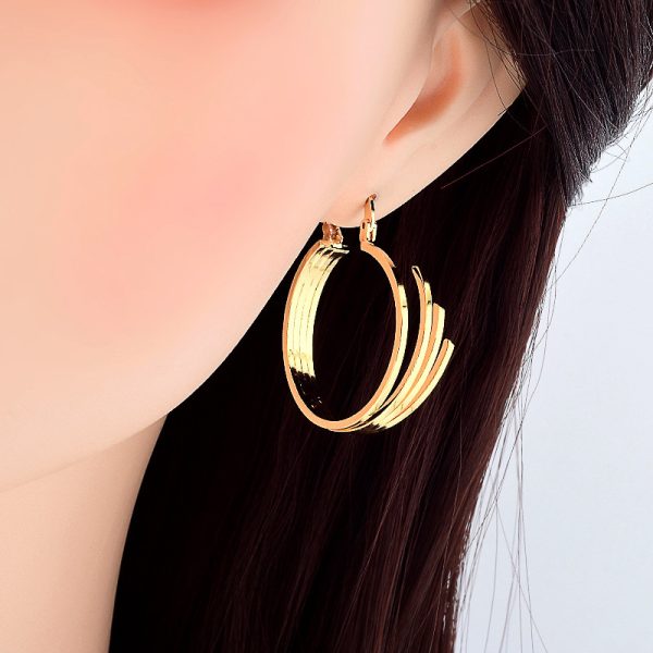 Non-fading Gold-plated Multi-layer Circle Wing Earrings