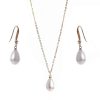 Temperament Water Drop Pearl Necklace Eardrops Suit