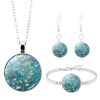 Kiss Time Gemstone Fashion Silver Bracelet Earrings Jewelry Set