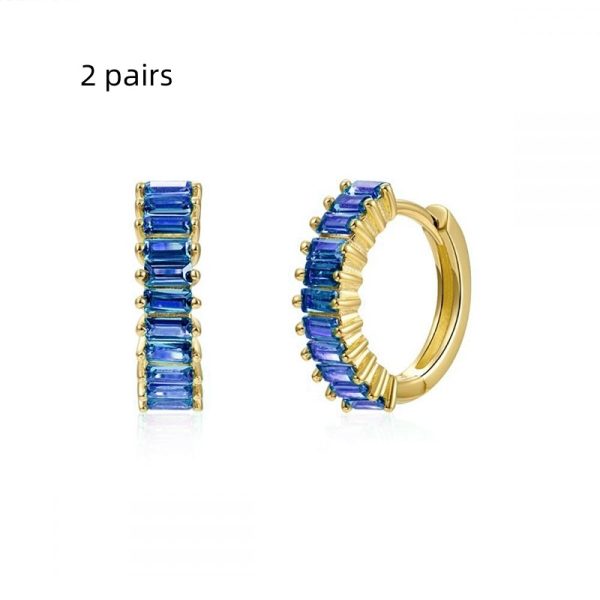 S925 Silver Hot Selling Cross Border Europe And The United States Big Circle Zircon Earrings With Multi-Color Round Earrings And Earrings