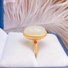 Gilding Inlaid Hetian Egg Noodles Elegant Female Open Ring