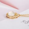 White Chalcedony Safety Lock Necklace Women