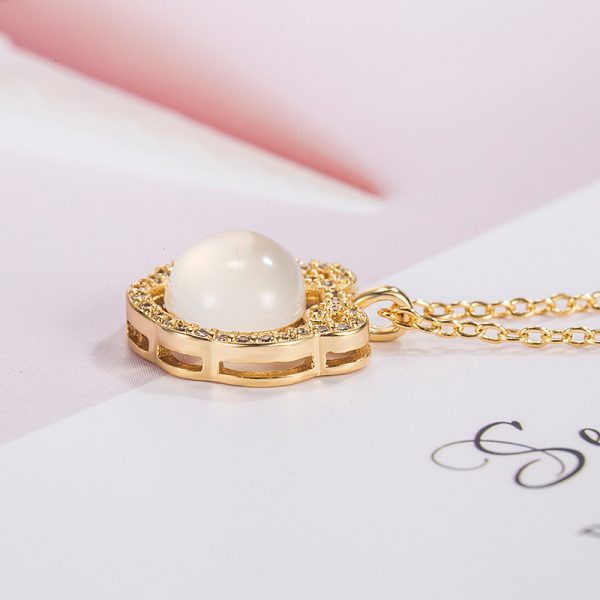 White Chalcedony Safety Lock Necklace Women