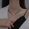 Retro Elegant Leather Winding Chain Diamond Magnetic Necklace
