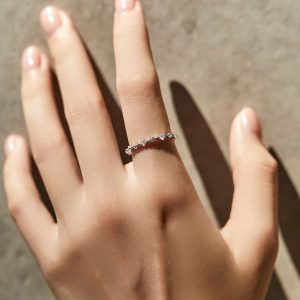 S925 Silver Ins Style Popular Irregular Row Diamond Ring Female