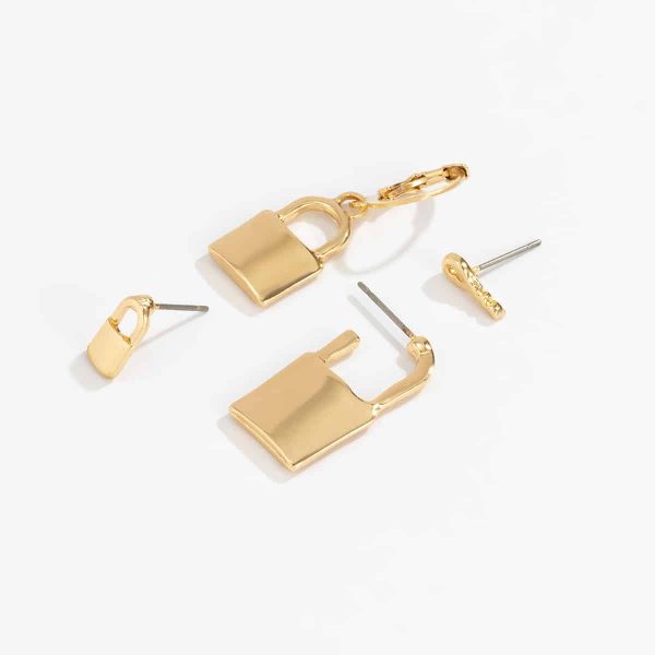 Hollow Key Lock Set Earrings Women's Personalized Small Business Pendant Earrings
