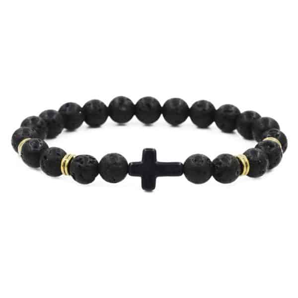 Natural Stone Cross Beaded Bracelet