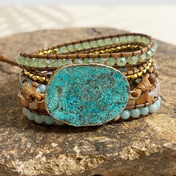 European And American Retro Natural Ocean Stone Multi-layer Winding Bracelet