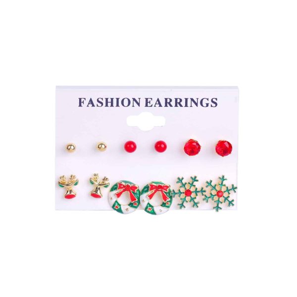 Christmas 6 Pairs Of Christmas Earrings Set Combination