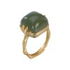 S925 Silver Ring Natural Hetian Gray Jade Retro