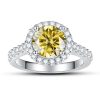 1 Karat Round Bag Color Moissanite Women's Ring