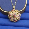 Spiral Design Color Zircon Pendant Necklace Light Luxury