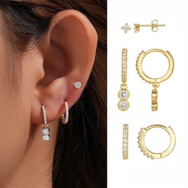 Simple Circle Pendant Earrings Inlaid Zircon