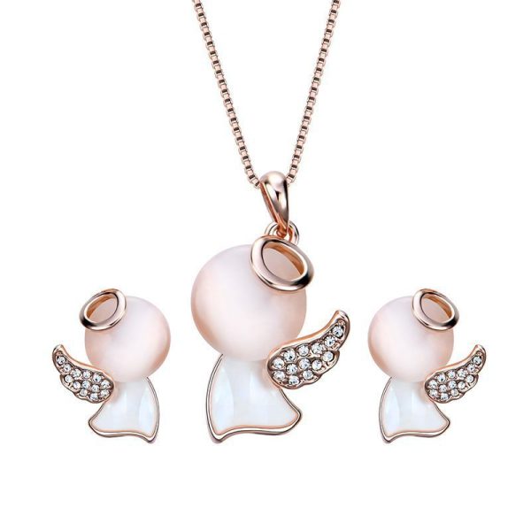 Opal Jewelry Set Cute Little Angel Two-piece Alloy