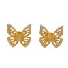Micro Set Zircon Sterling Silver Butterfly Stud Earrings