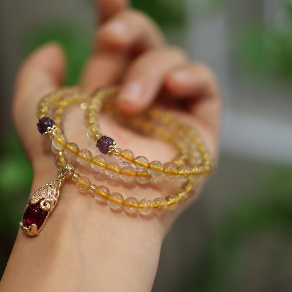 Natural Brazil Gold Rutilated Quartz Bracelet