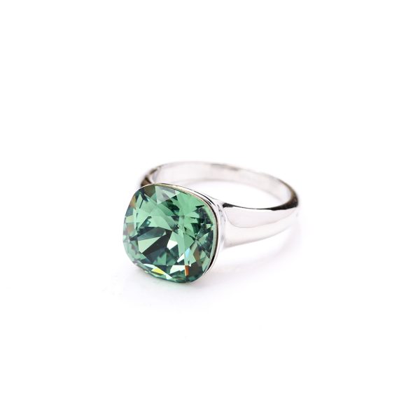 European And American Classic Light Luxury Multi-color Artificial Crystal Square Ring For Women