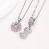Rock Sugar 26-letter Pendant Necklace For Women, Copper Inlaid Zircon Round Flower Jewelry Set