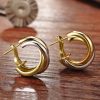 925 Silver Mosquito Coil Circle Retro Hong Kong Style Two-color Earrings