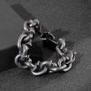 Retro Style Black Square Rivet Stainless Steel Men's Bracelet