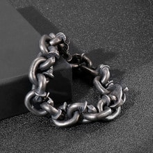 Retro Style Black Square Rivet Stainless Steel Men's Bracelet