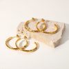 Stainless Steel Set Colored Zircon Earrings