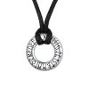 Letter Stainless Steel Ring Pendant Leather Rope For Necklace