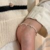 S925 Sterling Silver Silver Tube Stitching Bracelet Women's Simple Design