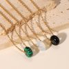 Waterproof 18K Gold Plated Stainless Steel Gift Jewelry Natural Stone Round Pendant Necklace