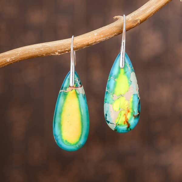 Emperor Stone Earrings Colored Natural Stone Drop Shaped Earrings