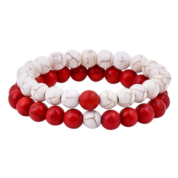 Men's Women's Natural Stone Bead Bracelet Frosted Stone