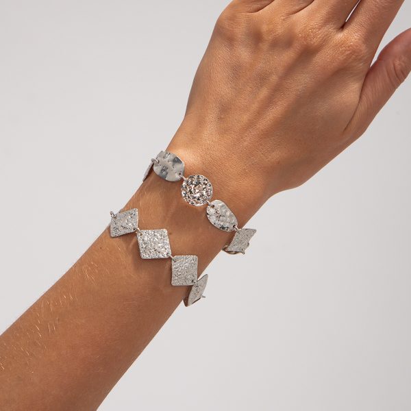 Punk Niche Geometric Square Hammered Round Bracelet