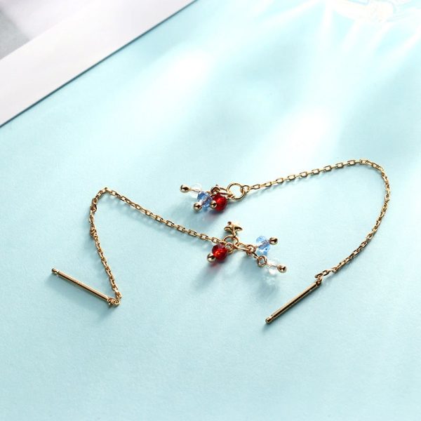 Versatile Sterling Silver Set Color Tassel Zircon Ear Wire Women