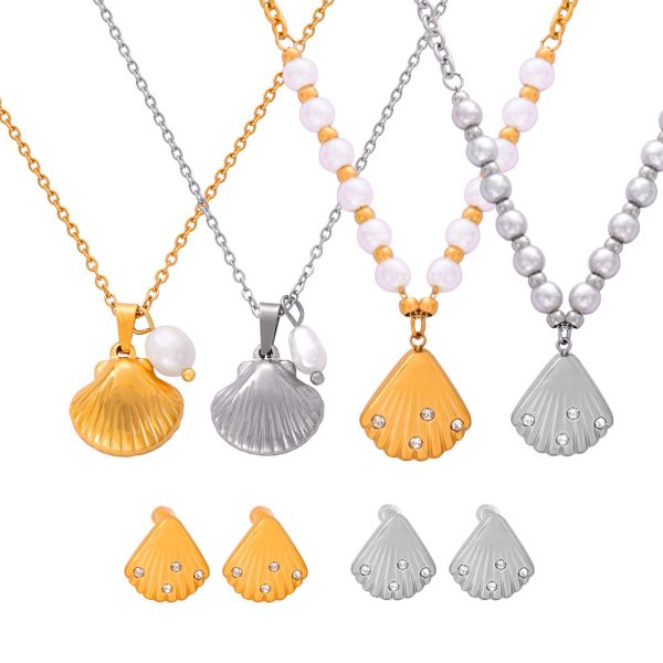 French Vintage Shell Jeweled Pendant Design Sense