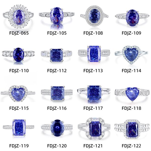 High Carbon Diamond Ice Flower Cut Color Zircon 925 Sterling Silver Ring
