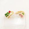 Affordable Luxury Fashion Copper-plated Gold Zircon Leaf Geometric Open Ring For Women
