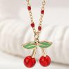 Alloy Red Cherry Necklace Sweet Cute All-match