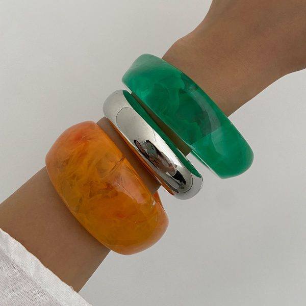Female Retro Exaggerated Irregular Dyed Resin Bracelet