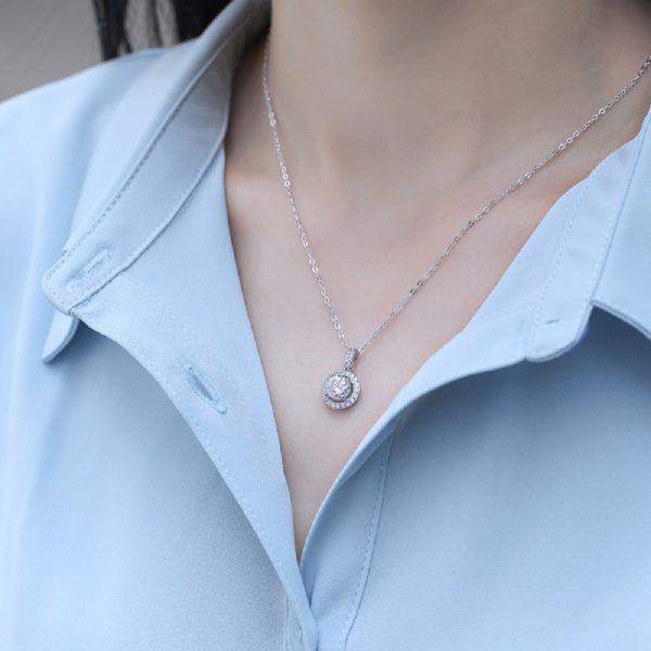 S925 Silver Inlay Moissanite Clavicle Chain Necklace